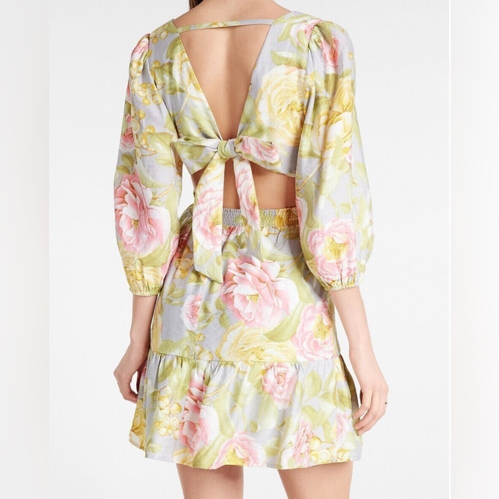 EXPRESS FLORAL TIE BACK RUFFLE HEM MINI DRESS SZ
XL nwt